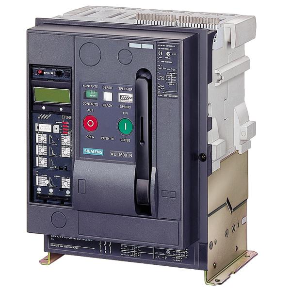 Siemens 3WL1106-2CB38-4GA4-Z C22+C26+K07+R15+R21 PLC Air Circuit Breaker SENTRON WL, Fixed-Mounted Version, Size I