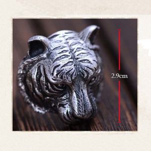 Mens Retro Thailand 925 Sterling Silver Ring with Tiger Design (XH052020)