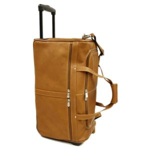 24 Inch Genuine Leather Duffel Travel Overnight Weekend Leather Bag Telescoping