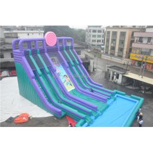 0.55mm PVC Customized 4 Lanes Inflatable Water Slide With Pool For Adult Or Kids