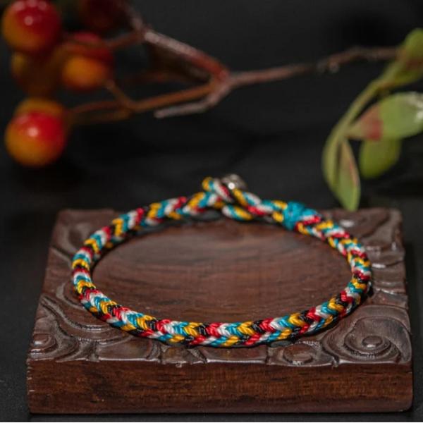 Tibet Handmade Mystical Bracelet Five Color Thread Protection Braid String Bracelet