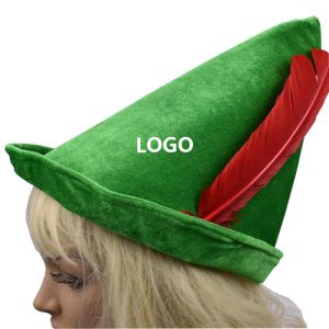 Oktoberfest Green Peter Pan Hat Red Feather Party Hat 58-60cm