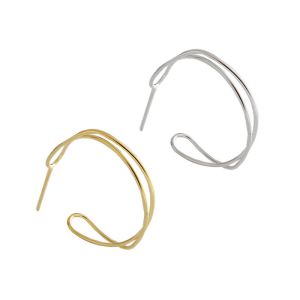 Lanciashow 925 Sterling Silver Jewellery Simple Interweave Twisted Hoop Earrings