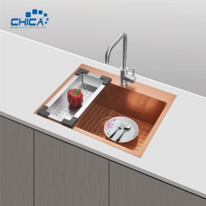 Copper Single Bowl Handmade House Kitchen Sinks SUS304 Stainless Steel Kitchen