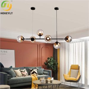 6 Light Kitchen Island Linear Pendant Nordic Modern Style