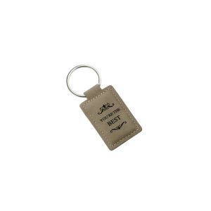 Rectangle PU Leather Key Chains Laser Logo 3mm Thick Vintage Leather Key Holder