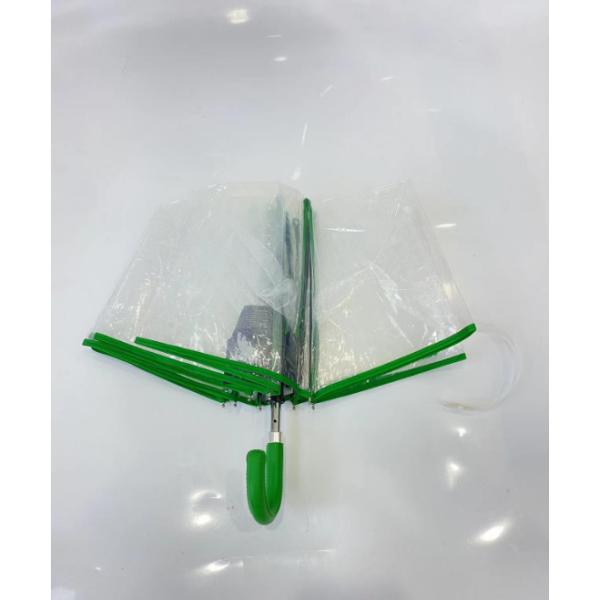 Minimalist Manual Open , Three Fold Leather Handle Transparent Rain Umbrella 21 Inches Easy To Carry