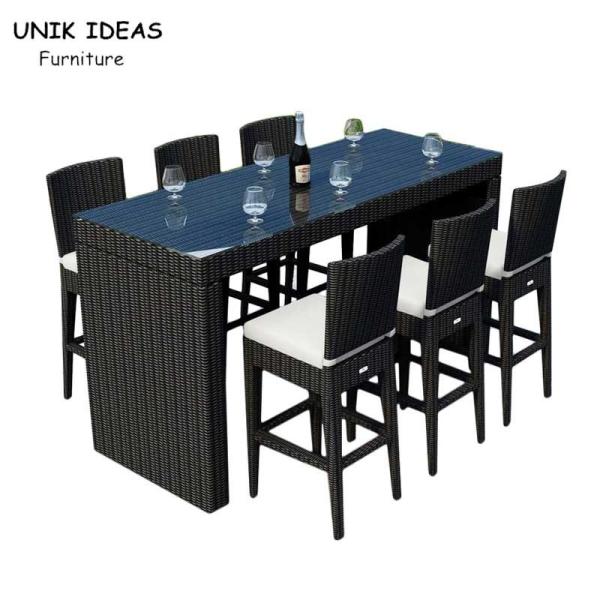 Hotel Restaurant Furniture Outdoor Bistro Bar Table And Chairs PE Rattan