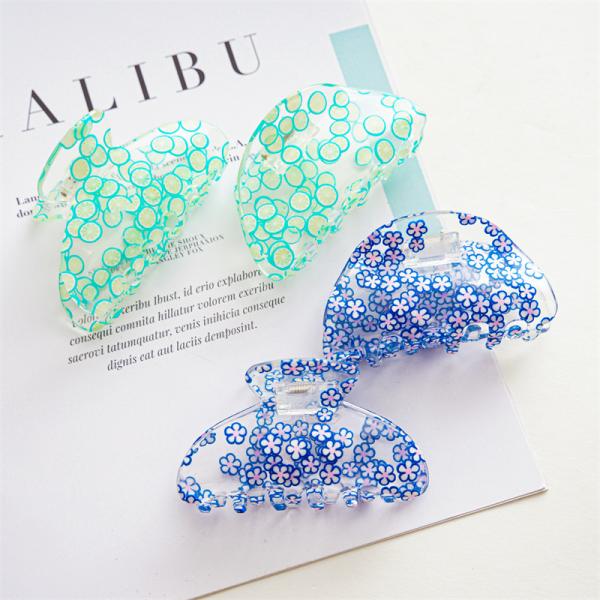 Acrylic clip transparent fruit flower series hair clip women's hairpin shark clip hair card ornaments
