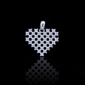 Motive Deer Design Silver Cubic Zirconia Pendant Jewellery Plating Rhodium