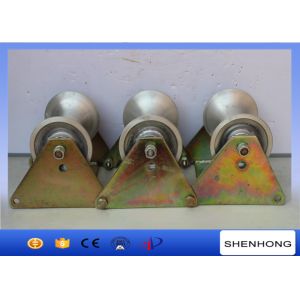 Three Wheel Cable Pulling Pulley / Steel Ground Cable Pulling Roller