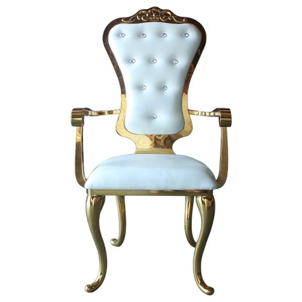 Buy Luxury Armchair Bridal Shower Chair Gold SS Frame For Hotel Event Reception at wholesale prices