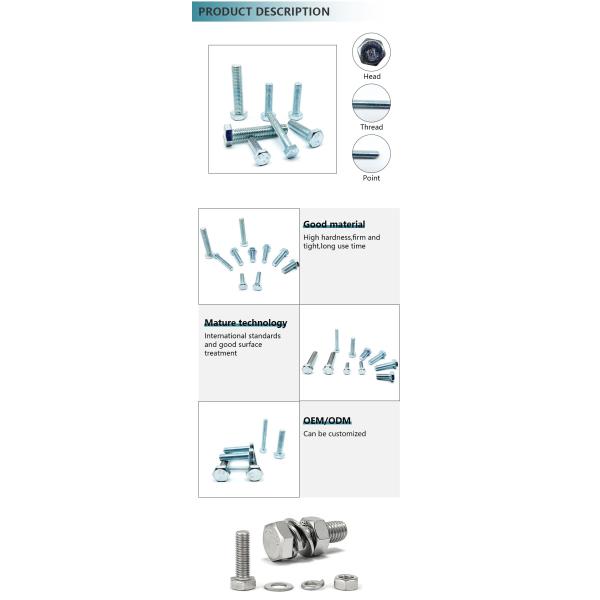 DIN933 DIN931 stainless steel hex bolt and nut and washer
