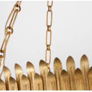 SK 5206 Leslie 27" Chandelier Plaster White / Burnished Siwer Leaf / Gilded Lron