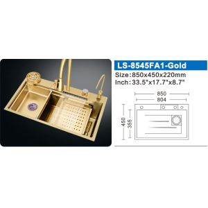 Undermount Double Stainless Steel SUS304 Sink Rose Golden Digital Display