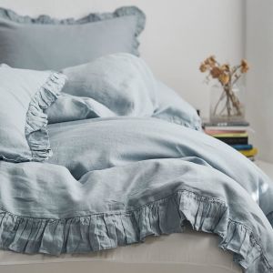 100TC Washed French Linen Duvet Cover Set Sustainable Anti Bacteria