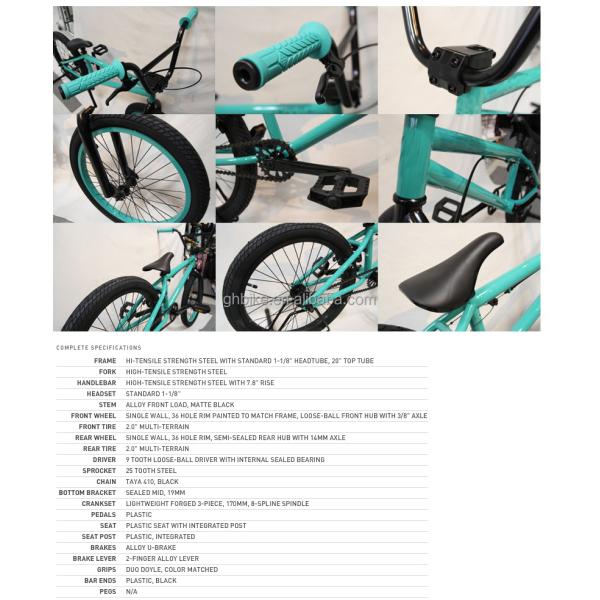 NO Suspension 20inch BMX Racing Bicycle with Aluminum Alloy Frame and Single Speed Gears