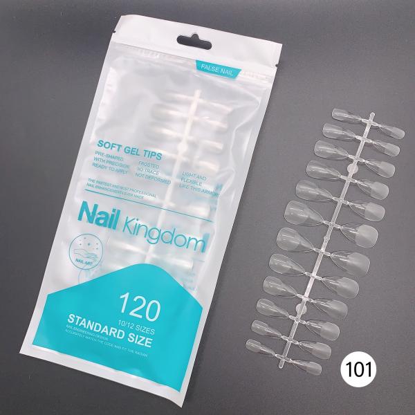 120PCS Long Coffin Square Clear Gel Half Full Cover Nail Tips Acrylic Half Matte Soft Gel Nail Tips for Extension