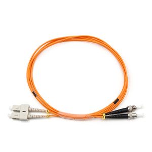 China SC UPC To ST UPC Fiber Optic Patch Cable Duplex 62.5/125 OM1 Multimode OFNR 2.0mm Orange on sale