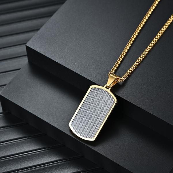 In Stock Stainless Steel Square Men's Pendants Non Tarnish Necklaces Wholesale 2 colors available