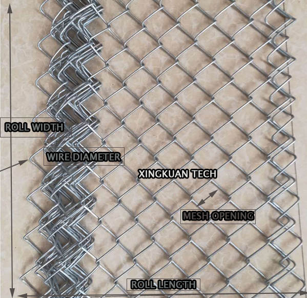 5cm Chain Link Fabric Fencing , Galvanized Steel Wire Mesh Rolls 6cm 8cm
