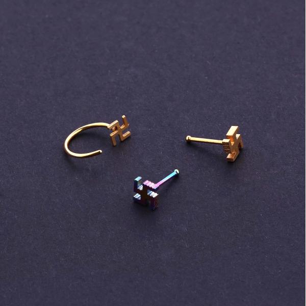 Fashion body piercing jewelry gold plated nose stud on hot sale
