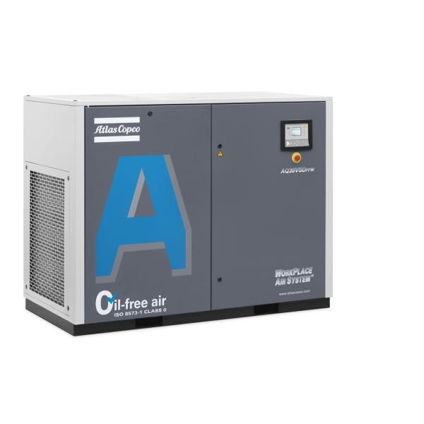30kw Oil Free Atlas Screw Air Compressor AQ-30 VSD 72dB Noise Level