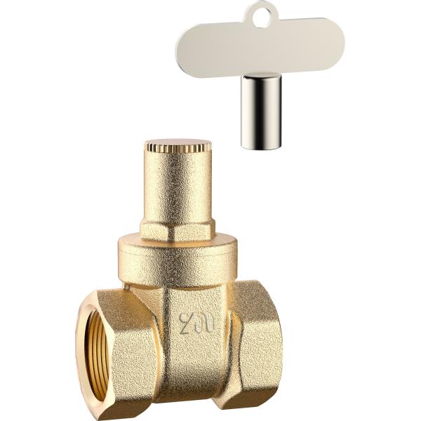 3105 Female x Female Mechanical Key Lock Brass Gate Valve with Screwed Top Cover sizes DN15 DN20 DN25 DN32 DN40 DN50