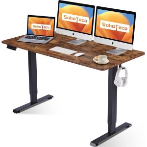 Anti-collision System Wooden Electric Height Adjustable Desk with Dual Motor
