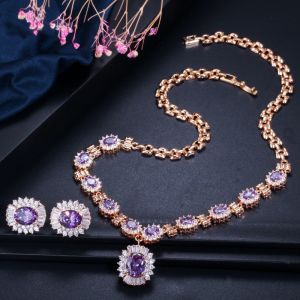 CZ Pendant Necklace for Women Necklace Bracele Earring Ring Jewelry Wedding