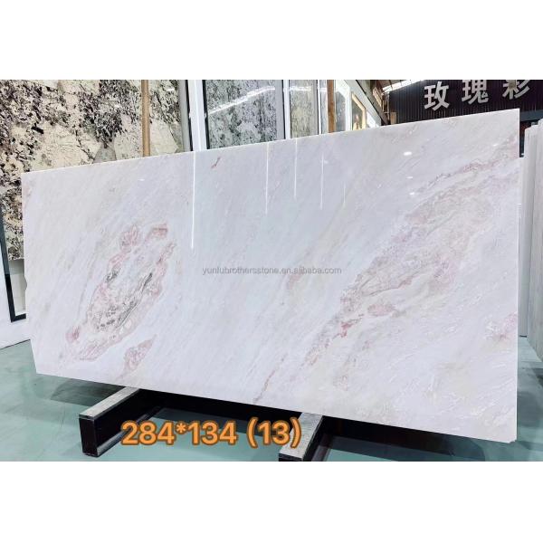 Polished Natural Rosa Rainbow Marble Stone for Modern Dining Table in Hotels Villas