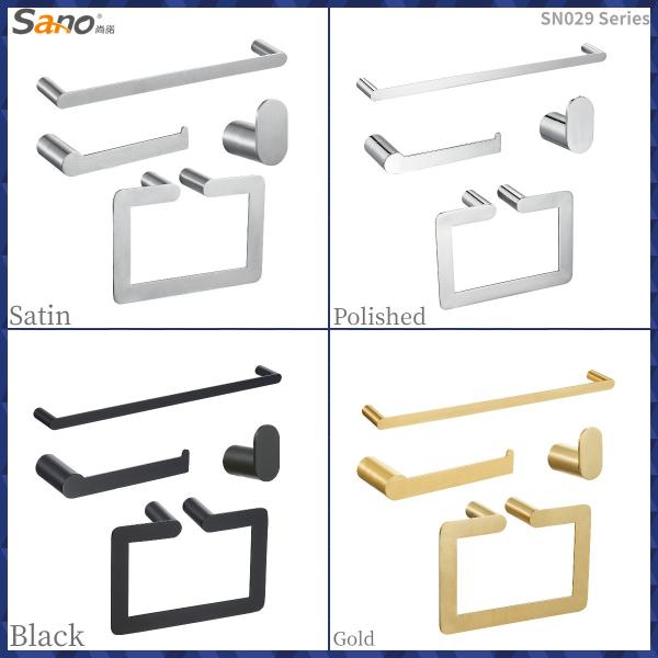 Black 304 Stainless Steel Bathroom Hardware Towel Holder 4 Piece