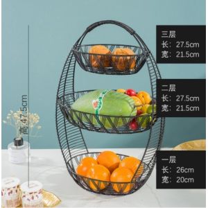 Chrome Plating 47.5cm Height 3 Tier Wire Vegetable Rack