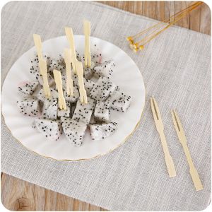 Disposable Bamboo Party Forks Mini Wooden Cocktail Forks For Dessert Cake