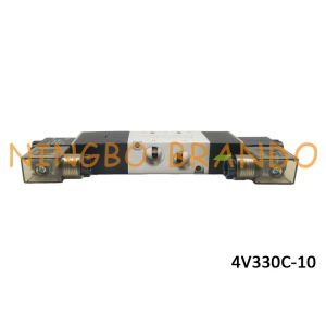 AC220V DC24V 3/8" Pneumatic Solenoid Valve 5/3 Way 4V330C-10 With Aluminum Body
