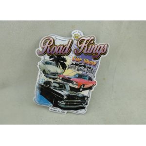 Die Stamped Souvenir Car Badge , Printing Fridge Badge With Magnet