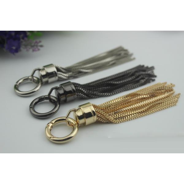 High quality modern design tassel custom zinc alloy gunmetal colors 115 mm length metal tassel with metal cap
