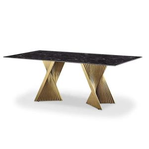 Premium Hotel Restaurant Furniture Modern Art Natural Marble Metal Base Dining Table