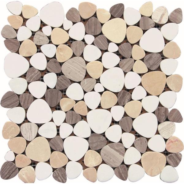 Buy Black And White Glass Mosaic Tiles , 3D Triangle Round Marble Mosaic Wall Tile 30x30 at wholesale prices