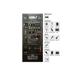 15 Inch Woofer Rechargeable Trolley Speaker , Audio Player Speaker 19.0kg Weight