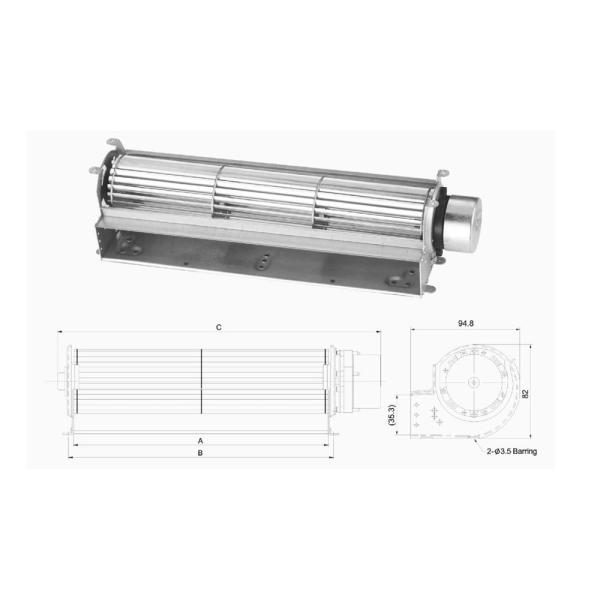 Air cooling 12V dc motor cross flow fan for refrigerator and log burning Household electronic