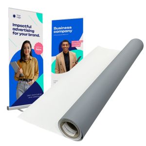 Greyback Polyester Block Out Textile Roll Fabric For Exhibition Prints Roll Up