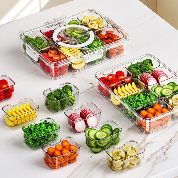 Transparent Plastic 8-divided Lunch Box Storage Box Insurance Container Box Refrigerator Fresh-keeping