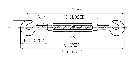 Metric US Type Turnbuckles With Hook Hook Conforming To Automotive Industry