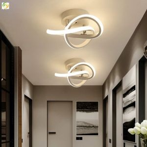 Modern Simple Aluminum Led Ceiling Lamp Built In Curved Shaped
