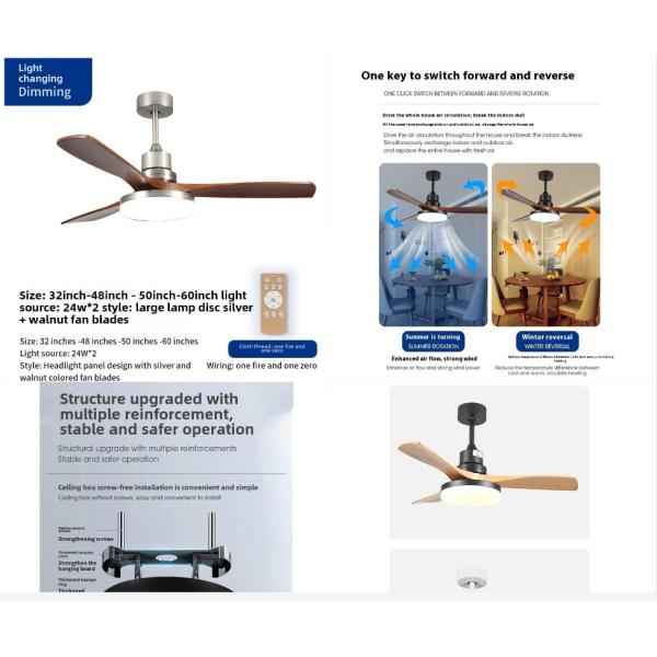 Wholesale factory 35 Inch Small Solid Wood Blades Indoor Remote Control Led Ceiling Decorative Fan with Light