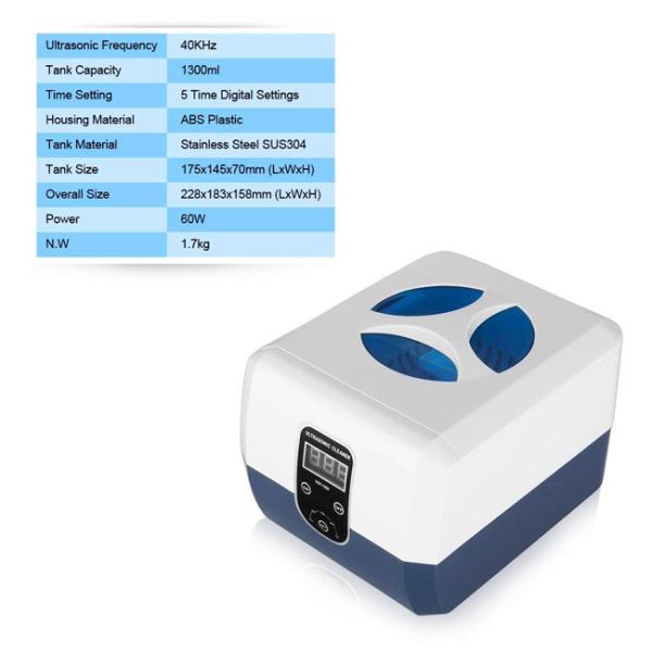 Dental Clinic Heated Ultrasonic Cleaner , 1.3L Ultrasonic Watch Washer 60W 40kHz