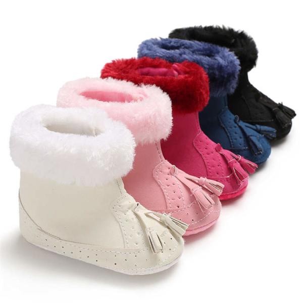 Buy New designed Faux suede fluff 0-18 months infant Soft sole baby booties at wholesale prices