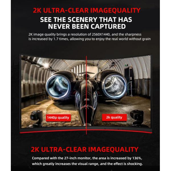 Frameless 32inch 2K 165HZ Gaming Desktop Monitor 300cd/m2 Free Sync