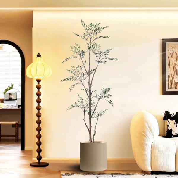 Wholesale Bonsai Red Green Variegated Artificial Plant Nandina Greenery Silk Heavenly Bamboo For Home Garden Outdoor Decor